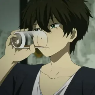 🆙 Anime, Ragazzo, Bere, Personaggio, Adolescente, Animazione telegram sticker