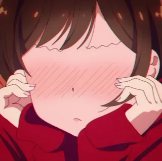 😳 dziewczyna anime, rumieniąca się, słodka, kawaii, kreskówka, anime whatsapp sticker
