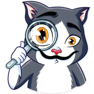 🔍 Katze, Lupe, Suche, Ermittlung, Cartoon, Sticker telegram sticker