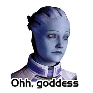 😨 Liara T'Soni Mass Effect Ohh, goddess video game, liara, dewi, mass effect, asari telegram sticker