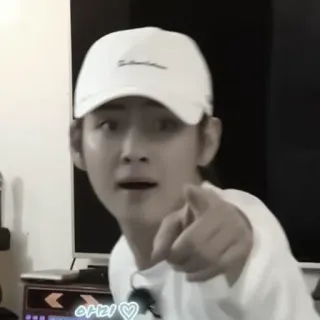 🥡 아리♡ personne, pointant, coréen, célébrité, casquette, chapeau, sourire telegram sticker