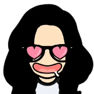😍 Dessin animé, Amour, Coeur yeux, Bave, Lunettes, Autocollant telegram sticker