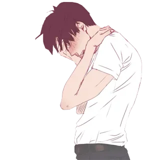 😭 anime, sad, boy, cartoon, emotional, guy telegram sticker