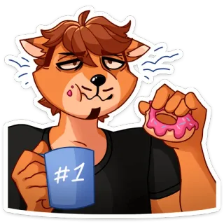 🍩 #1 Desenho animado, Rosquinha, Café, Engraçado, Fofo, Antropomórfico, Animal, Doces telegram sticker