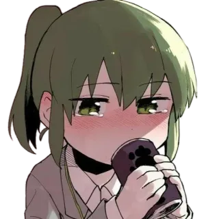 😂 anime, menangis, kawaii, gadis, emosional, minum telegram sticker