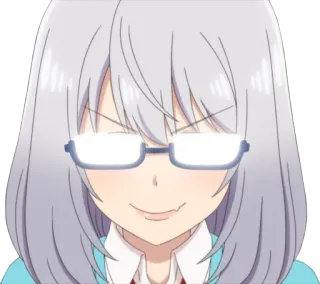 👓 Anime, Dziewczyna, Uśmiech, Okulary, Kreskówka, Słodkie telegram sticker