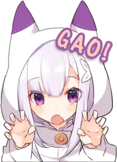 🐱 GAO! anime, cute, girl, gao, sticker telegram sticker