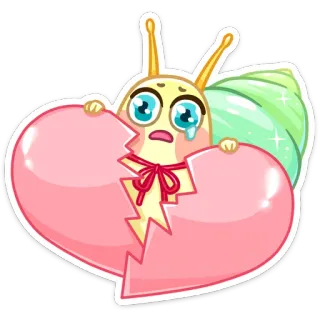💔 siput, patah hati, sedih, menangis, kartun, cinta, emosional whatsapp sticker