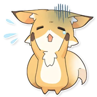 😩 fuchs, anime, süß, kawaii, cartoon, tier, weinen, verlegen whatsapp sticker