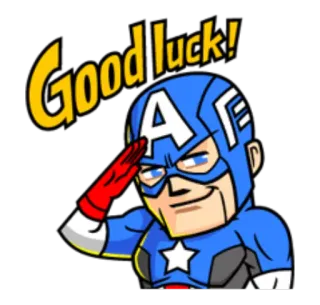 🤗 Captain America Good luck! captain america, marvel, super-héros, bonne chance, autocollant whatsapp sticker