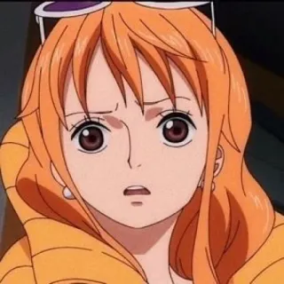 🍊 Nami One Piece 애니메이션, 캐릭터, 주황색 머리, 여자 telegram sticker