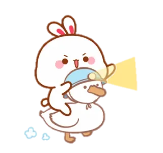 🐰 토끼, 오리, 귀여운, 만화, 동물, 우정 telegram sticker