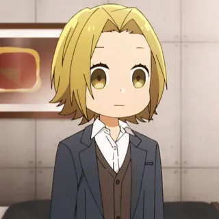 ✏️ Anime, Chibi, Personagem, Loiro, Escritório, Negócios, Desenho animado telegram sticker