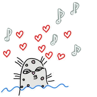 😘 segel, hati, not musik, kartun, cinta, imut telegram sticker