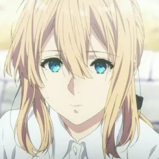 ✨ Violet Evergarden anime, ritratto, ragazza, carina, triste, seria telegram sticker