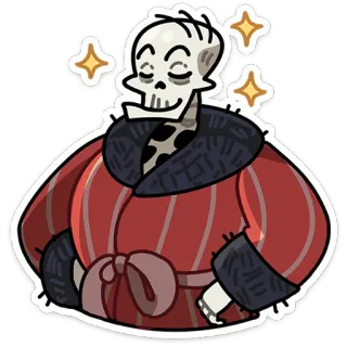 💀 Scheletro, Vestaglia, Accogliente, Cartone animato, Rilassato, Stelle telegram sticker