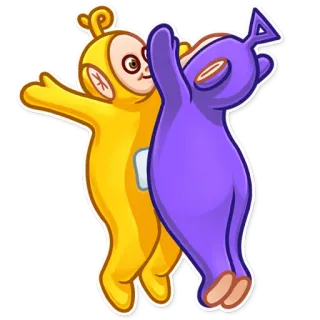 🤗 teletubbies, ungu, kuning, kartun, anak-anak telegram sticker