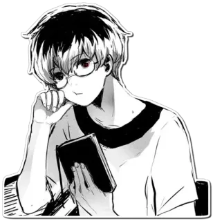 😕 Аниме, Манга, Персонаж, Очки, Книга telegram sticker