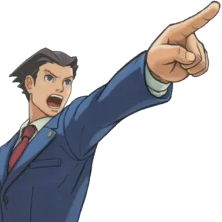 👉 Phoenix Wright Ace Attorney フェニックス・ライト, 逆転裁判, 指差し, 弁護士, 異議あり telegram sticker