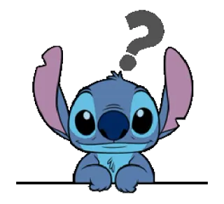 ❓ Stitch Stitch, Disney, point d'interrogation, confus, dessin animé whatsapp sticker