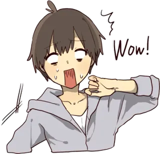 😱 Wow! Anime, Zaskoczony, Wow, Reakcja, Naklejka, Kreskówka, Wykrzyknik telegram sticker