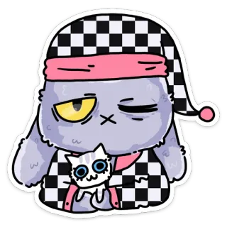 😉 cat, sleepy, cute, animal, kitten, sleepwear, cartoon whatsapp sticker