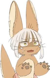 😨 Nanachi Made in Abyss อนิเมะ, นานาจิ, กระต่าย, น่ารัก, มานุษยรูปนิยม whatsapp sticker