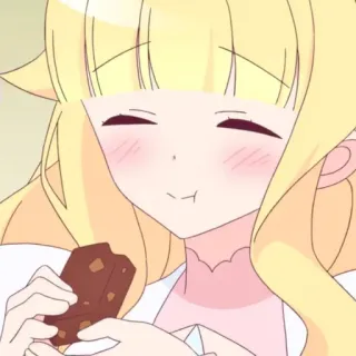 ☁️ Anime, Dibujos animados, Lindo, Rubia, Postre, Aperitivo, Chica, Comiendo whatsapp sticker