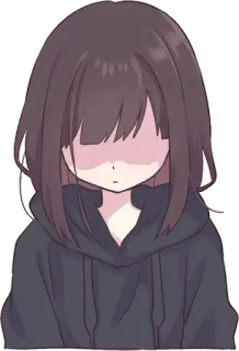 😔 Anime, Desenho animado, Garota, Personagem, Moletom com capuz, Fofo telegram sticker
