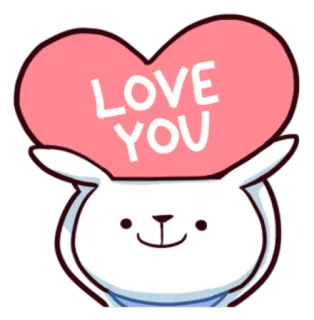 ❤ LOVE YOU 爱, 心, 兔子, 可爱, 问候, 小兔子 telegram sticker