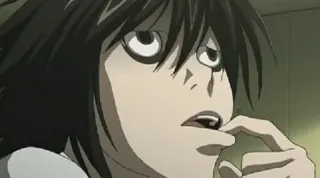 🤔 L Lawliet Death Note Anime, L, Death Note, Detective, Manga, Personaje whatsapp sticker