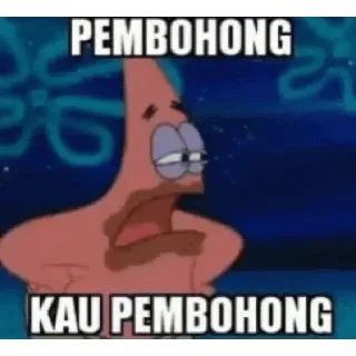😀 Patrick Star Spongebob Squarepants PEMBOHONG
KAU PEMBOHONG patrick, spongebob, cartoon, liegend, traurig, seestern telegram sticker