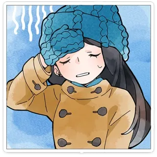 🤦‍♀️ frio, doente, gripe, inverno, anime, garota, dor de cabeça telegram sticker