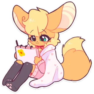 🎨 zorro, lindo, dibujos animados, animal, kawaii, dibujo, cuaderno, arte telegram sticker