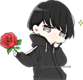 🥰 anime, rose, boy, cute, chibi telegram sticker