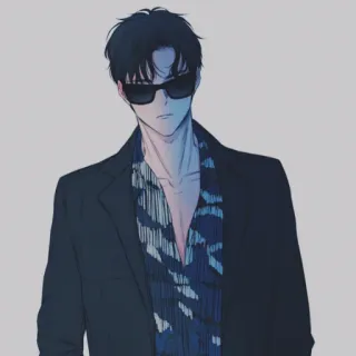 ✖ hombre, gafas de sol, estilo anime, moda, cool, elegante telegram sticker