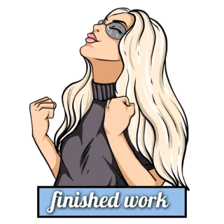 🤗 finished work женщина, очки, праздник, завершено, успех telegram sticker