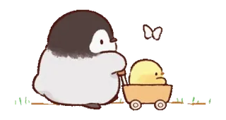 👍 chim cánh cụt, gà con, dễ thương, hoạt hình, động vật, kawaii, gà con, tình bạn telegram sticker