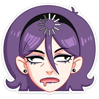 🤤 Frau, Laden, Gesicht, Müde, Lila Haare, Sticker, Erschöpft telegram sticker