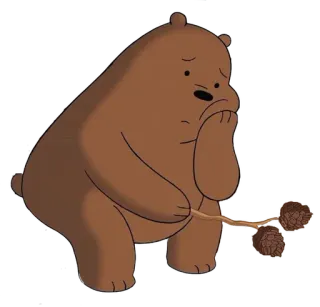 😔 urso, desenho animado, triste, urso pardo, We Bare Bears, animal telegram sticker