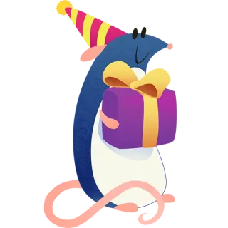 🐁 企鹅, 礼物, 礼物, 庆祝, 卡通, 可爱 telegram sticker