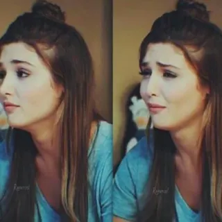 😒 mulher, chorando, triste, retrato, emoção, Hande Ercel telegram sticker