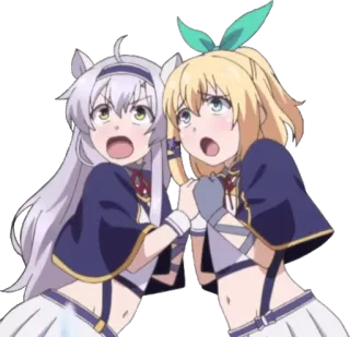 😧 Anime, Carino, Scioccato, Amici, Preoccupato, Cartone animato, Ragazze telegram sticker