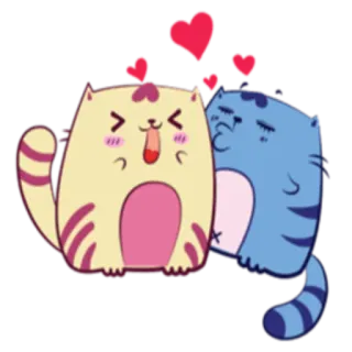 ❤️ gato, beso, amor, lindo, dibujos animados, corazones, animales, mascota telegram sticker