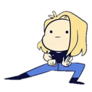 😐 cartoon, offensive gesture, rude, middle finger, blonde hair, animated telegram sticker