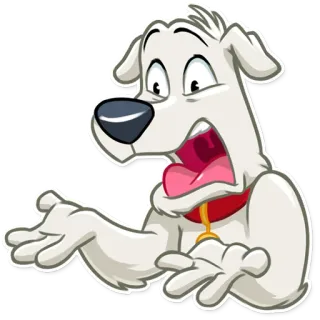 😲 chó, phim hoạt hình, trắng, biểu cảm, sợ hãi, sốc, động vật, lo lắng telegram sticker