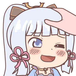 🥰 Ayaka Genshin Impact Anime, Videojuego, Genshin Impact, Ayaka, Lindo, Chibi, Palmadita cabeza telegram sticker