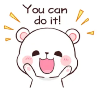 😉 You can do it! bear, motivational, cute, encouragement, cartoon, positive, animation telegram sticker