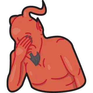😒 Devil 恶魔, 恶灵, 悲伤, 捂脸, 卡通, 怪物, 神秘学 whatsapp sticker