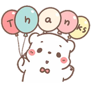 🧺 thanks cute, bear, balloons, thank you, appreciation whatsapp sticker